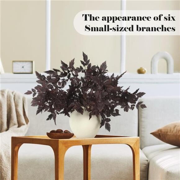 Artificial Fall Leaf Stems Faux Plum Spray Autumn Floral Branch Home Decor Set - Picture 5 of 7